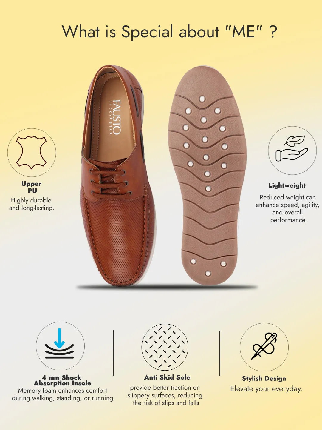 Men Tan Casual Lace-Up Boat Shoes