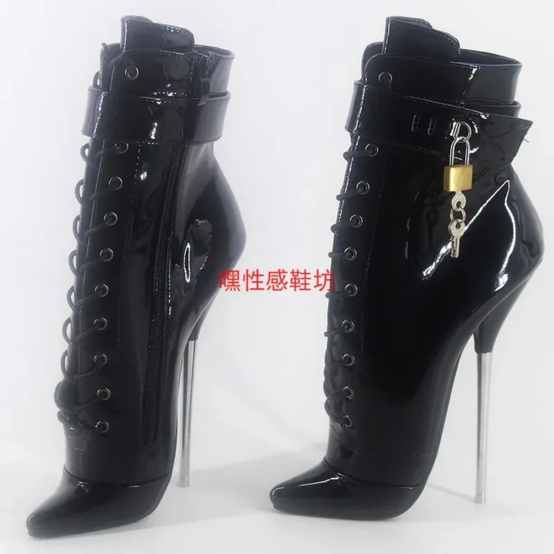 Men's Ankle Ballet Boot with lock and side zipper