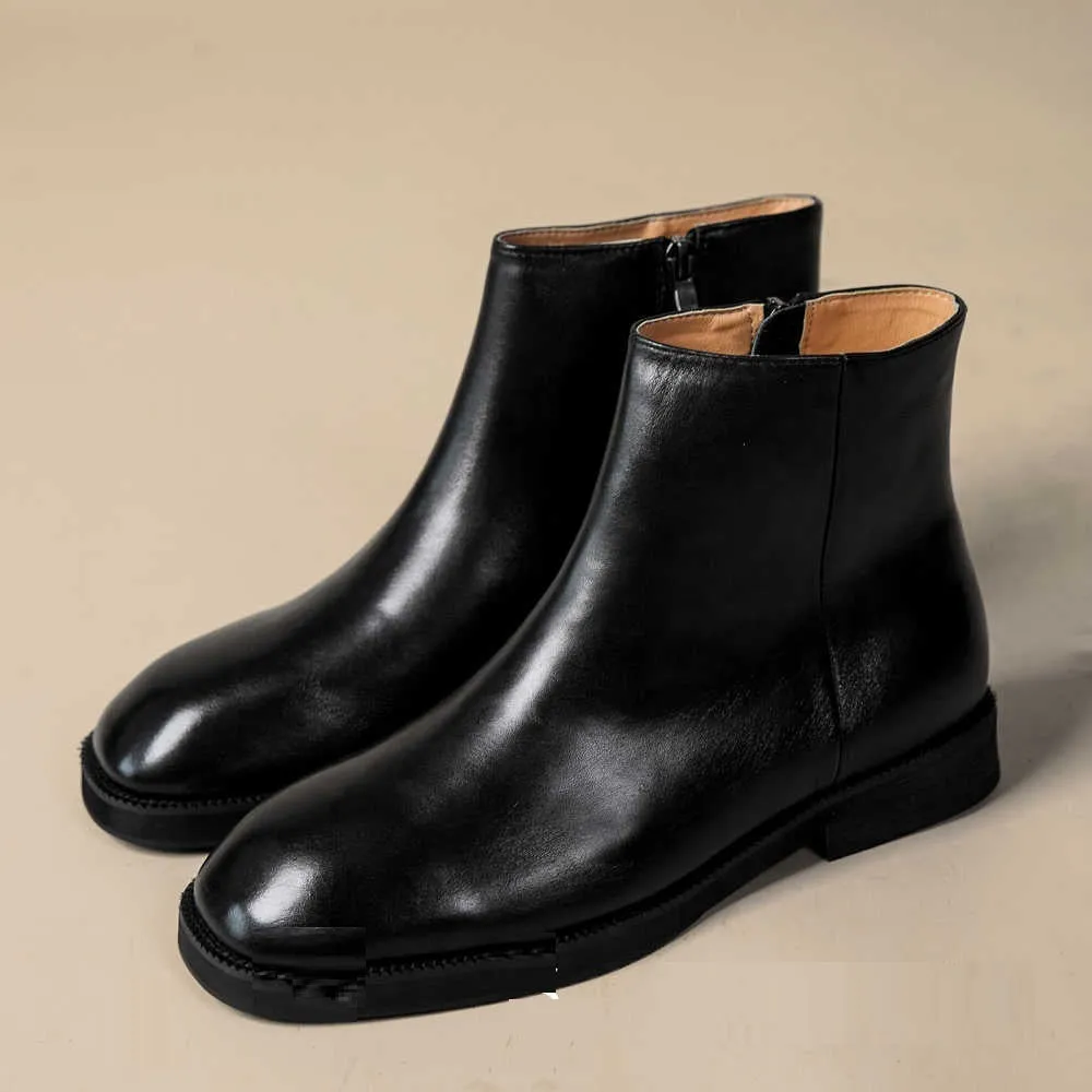 Men's Casual Square Toe Leather High-top Boots