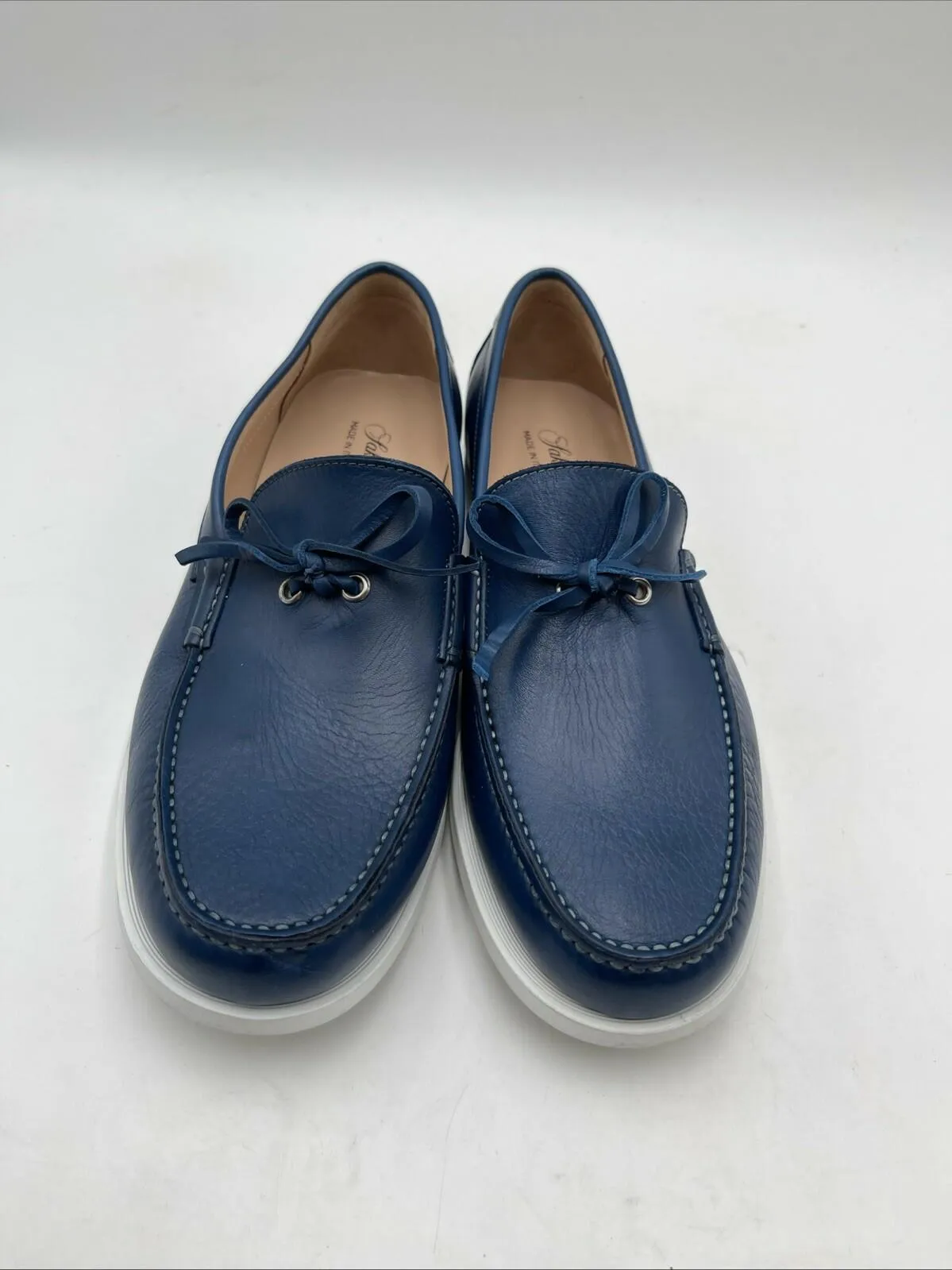 Men’s Saks Fifth Avenue COLLECTION Leather Boat Shoes Blue Size 9 - Very Good