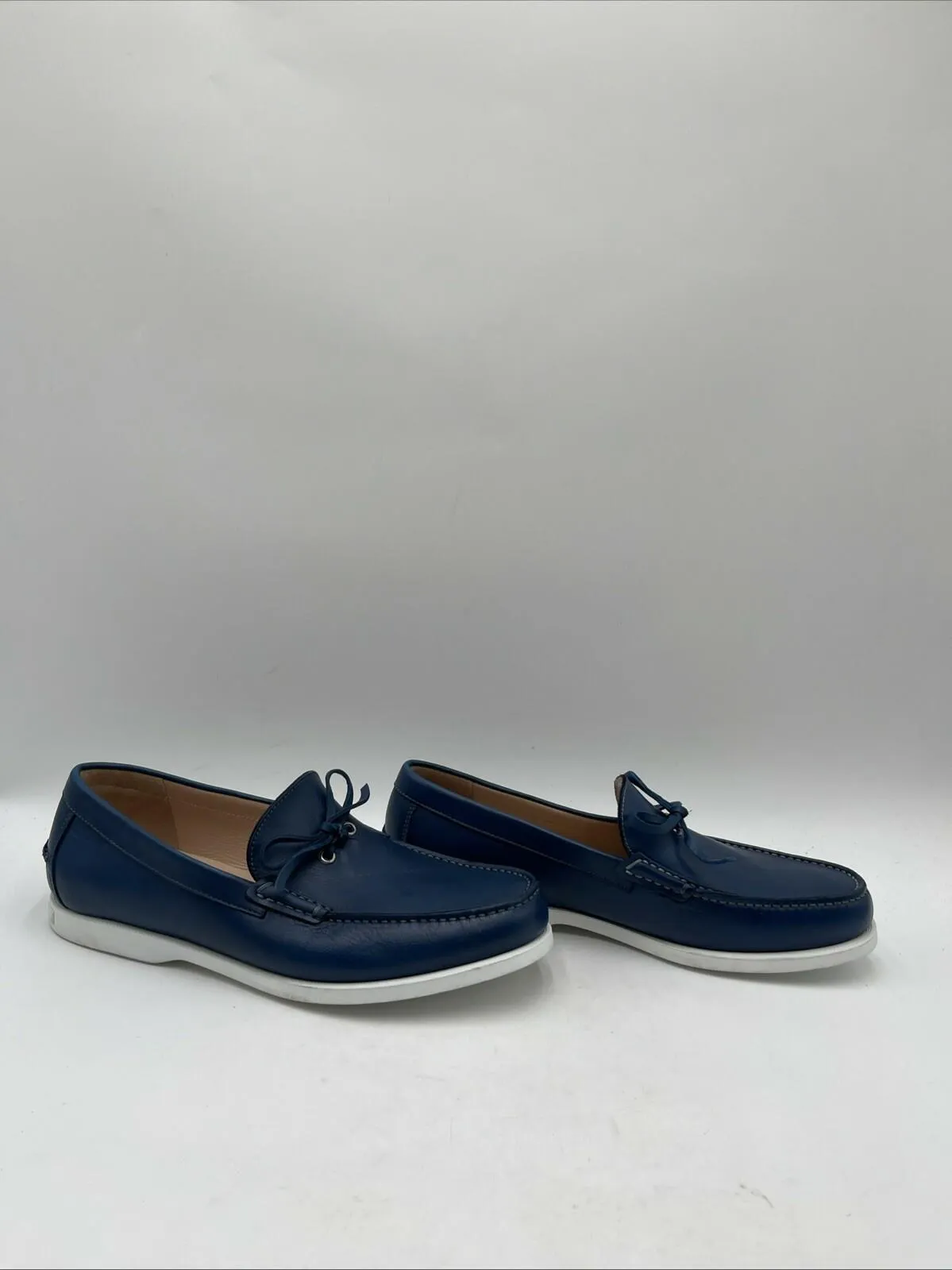 Men’s Saks Fifth Avenue COLLECTION Leather Boat Shoes Blue Size 9 - Very Good