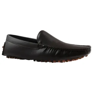 Mens Zasel Summer Leather Shoes Dark Brown Casual Slip On Boat Deck Loafers