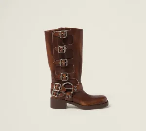 MIU MIU Studded leather knee-high boots