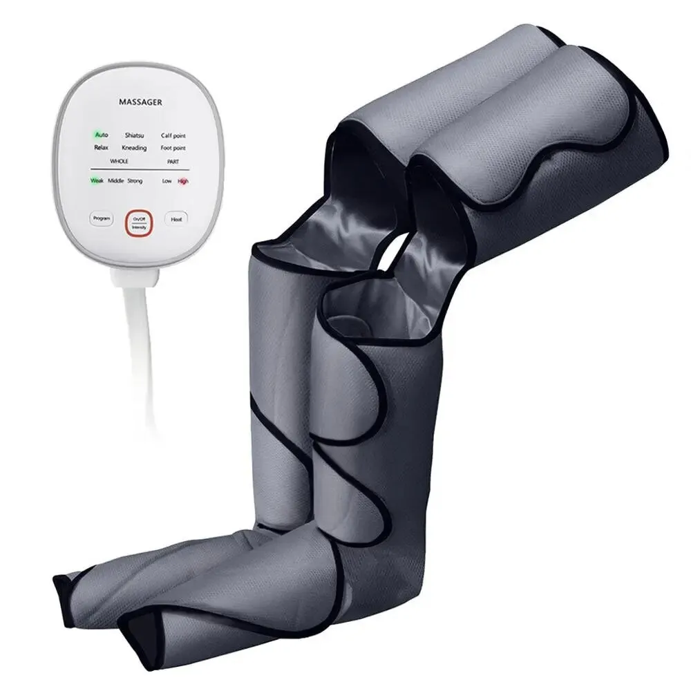 New Leg Air Compression Massager Heated for Foot and Calf Thigh Circulation with Handheld Controller 6 Modes 3 Intensities