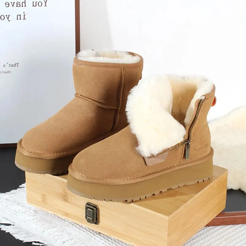 New Winter Plus Velvet Padded Warm Thick Soled Women'S Snow Boots Zipper Short Boots Wearing Cotton Shoes.