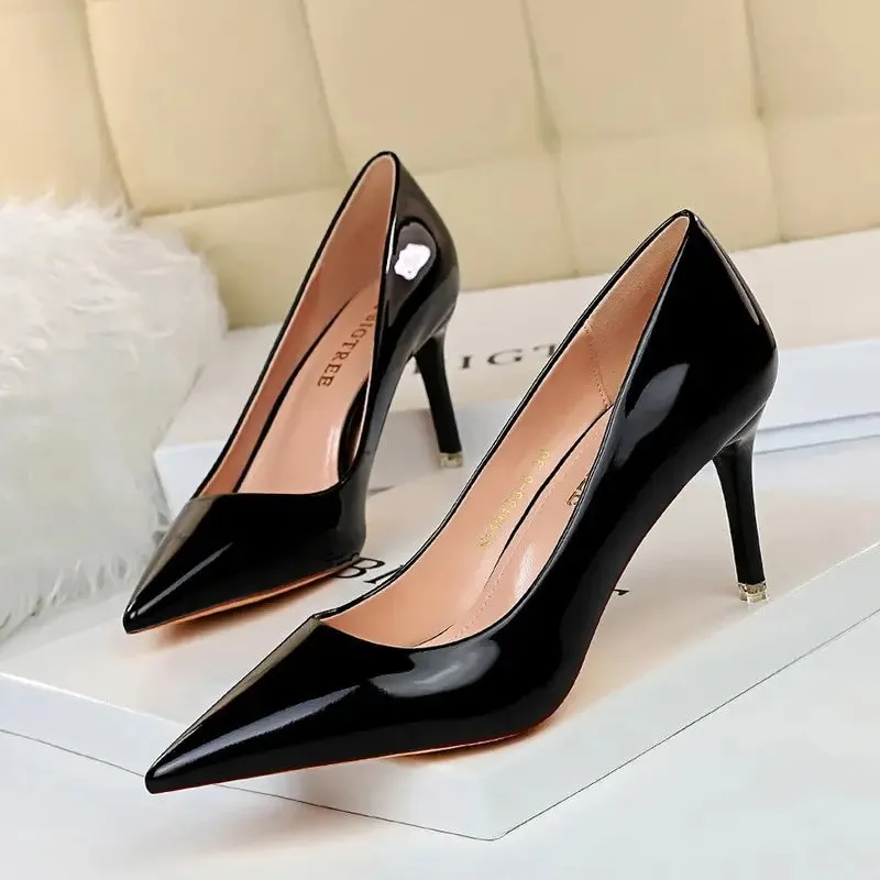 New Women Western Style Fashion Metal Sexy Club High Heels Slippers Simple Shallow Pointed Mouth Thin High Heel Sandals