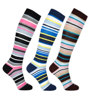 Pima Cotton Everyday Compression Socks (15-20mmHg) - Multi Stripes - 3 Pack