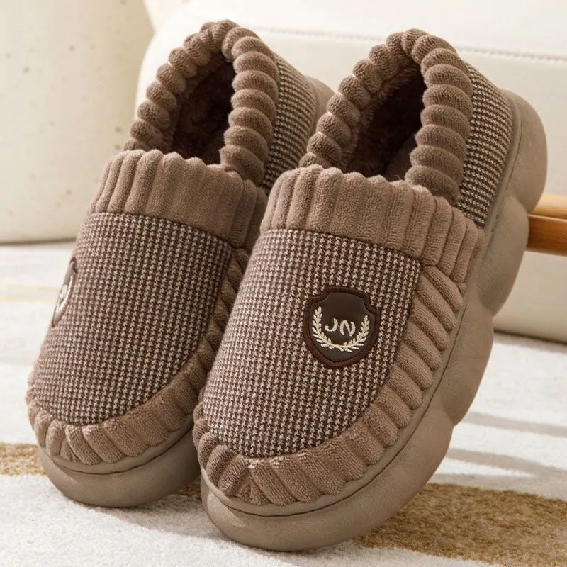 Plus Size Colorblock Plush Slippers for Winter
