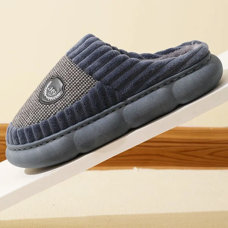 Plus Size Colorblock Plush Slippers for Winter