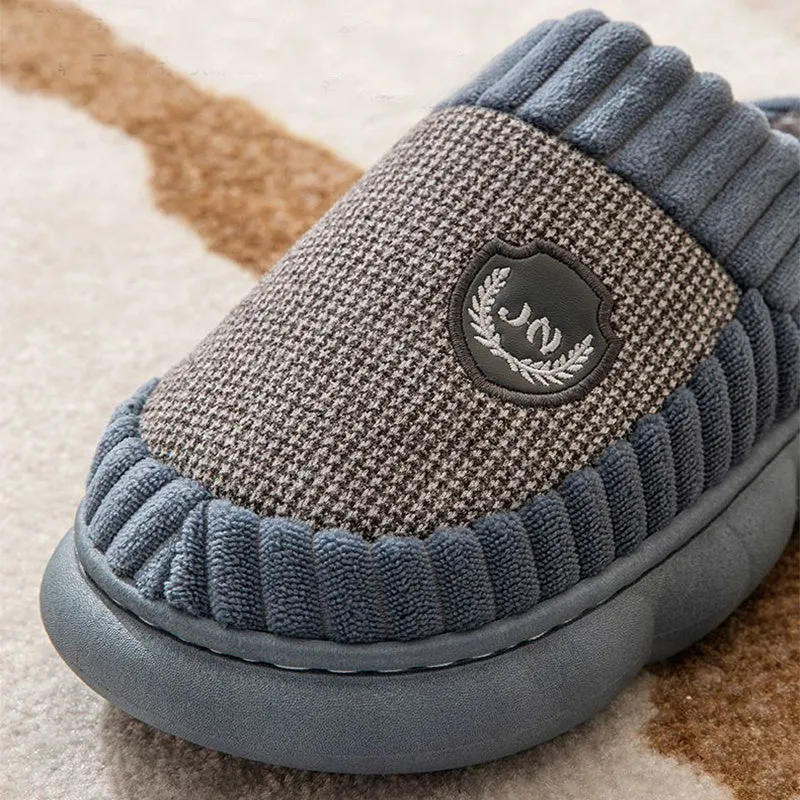 Plus Size Colorblock Plush Slippers for Winter
