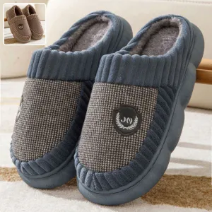 Plus Size Colorblock Plush Slippers for Winter