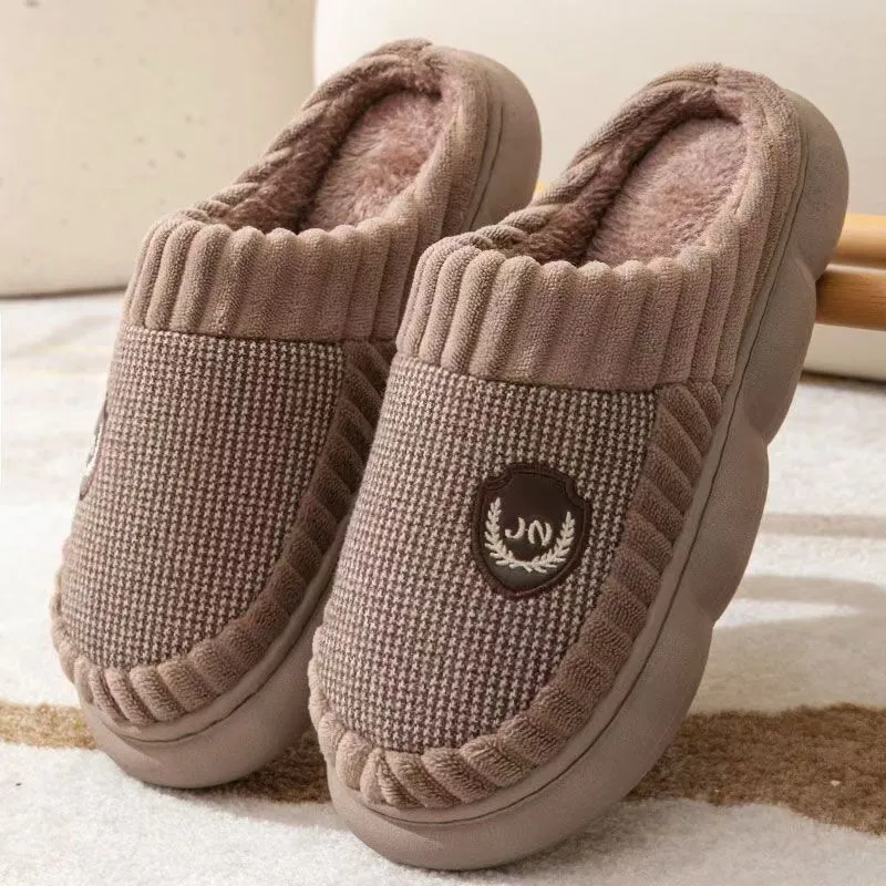 Plus Size Colorblock Plush Slippers for Winter