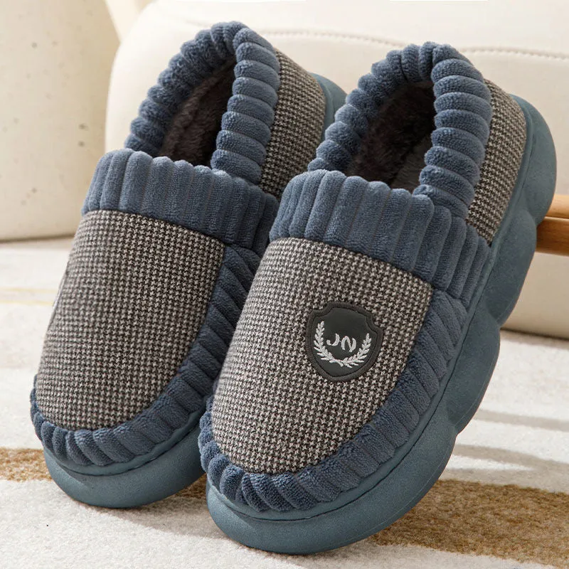 Plus Size Colorblock Plush Slippers for Winter