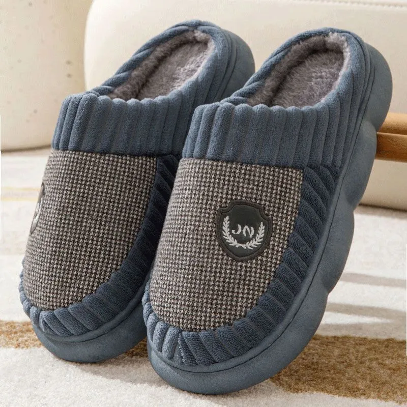 Plus Size Colorblock Plush Slippers for Winter