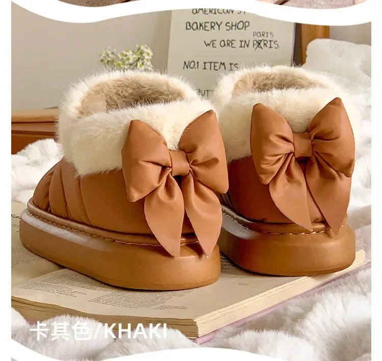 PlushBow Winter Ankle Boots - Waterproof & Stylish Snow Shoes