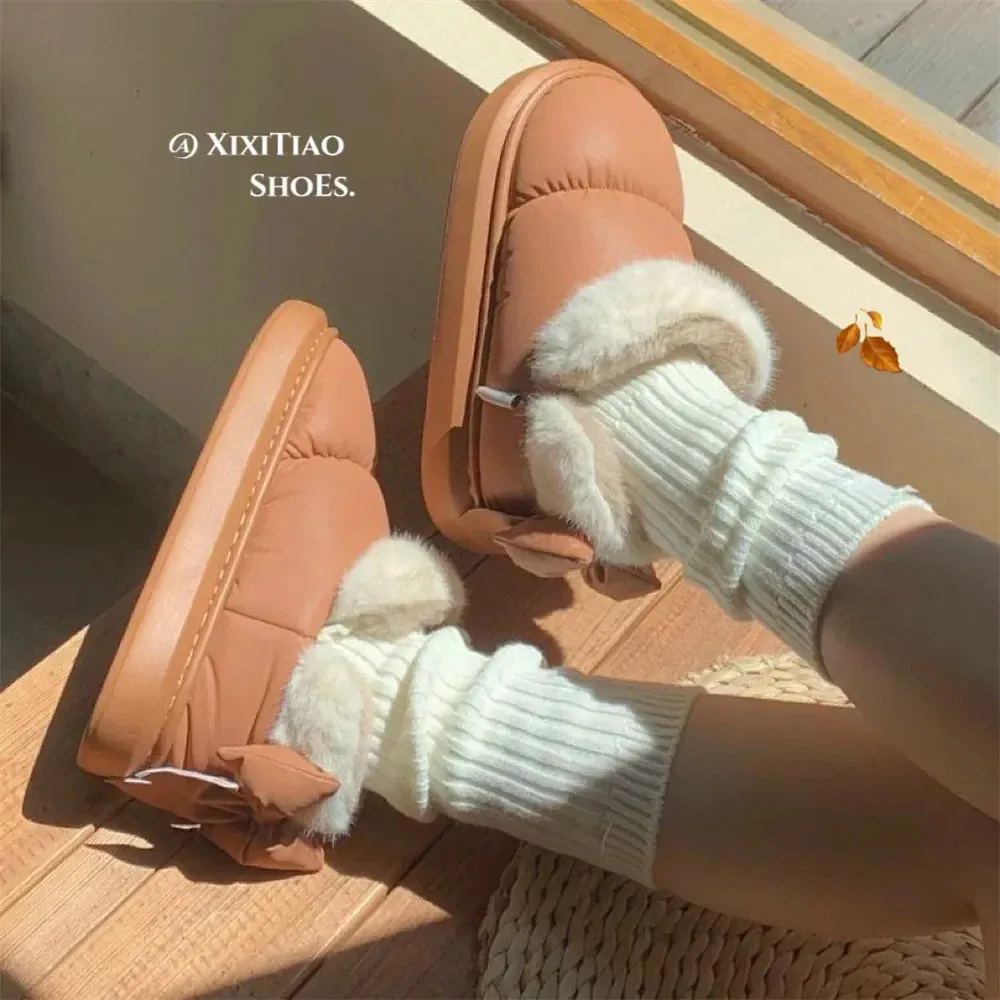 PlushBow Winter Ankle Boots - Waterproof & Stylish Snow Shoes