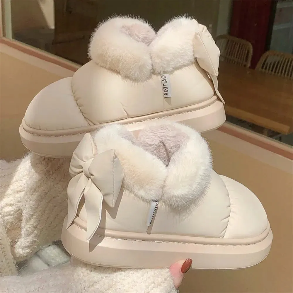 PlushBow Winter Ankle Boots - Waterproof & Stylish Snow Shoes