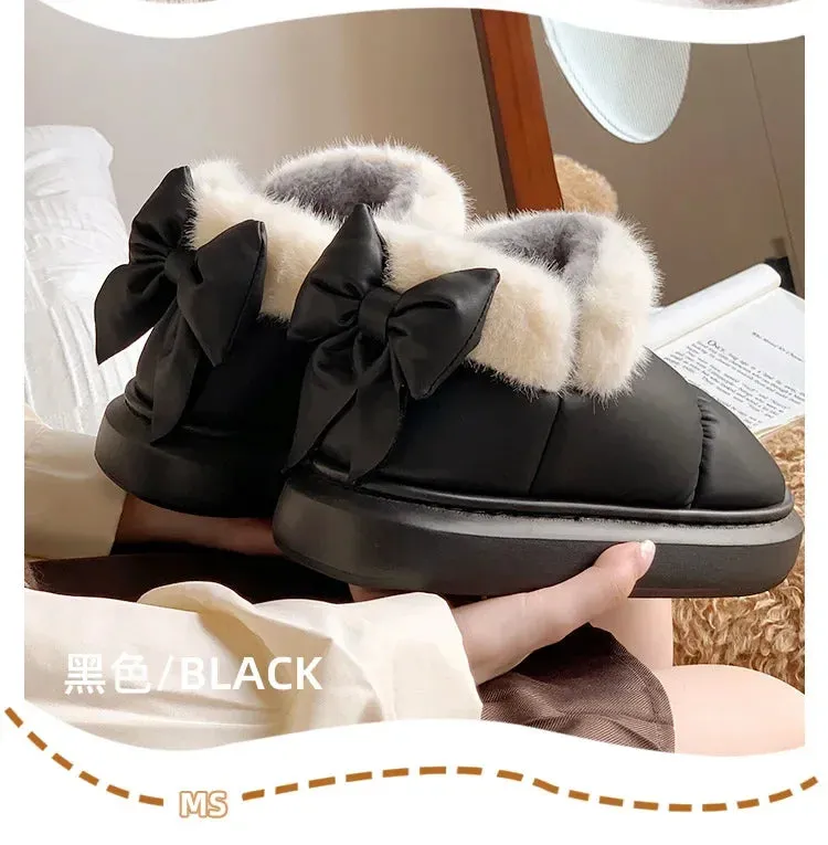 PlushBow Winter Ankle Boots - Waterproof & Stylish Snow Shoes