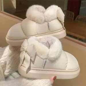 PlushBow Winter Ankle Boots - Waterproof & Stylish Snow Shoes