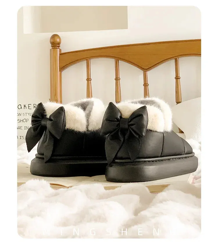 PlushBow Winter Ankle Boots - Waterproof & Stylish Snow Shoes