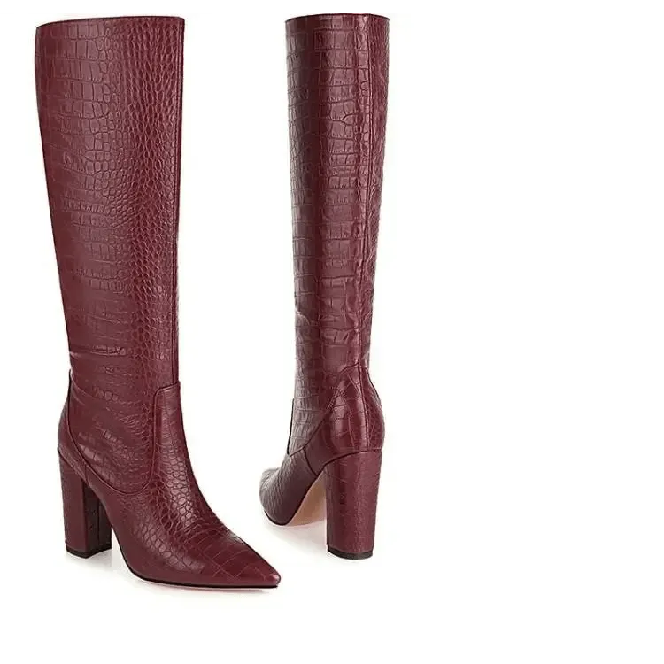 Pointed Super High Heel Snake Boots Women