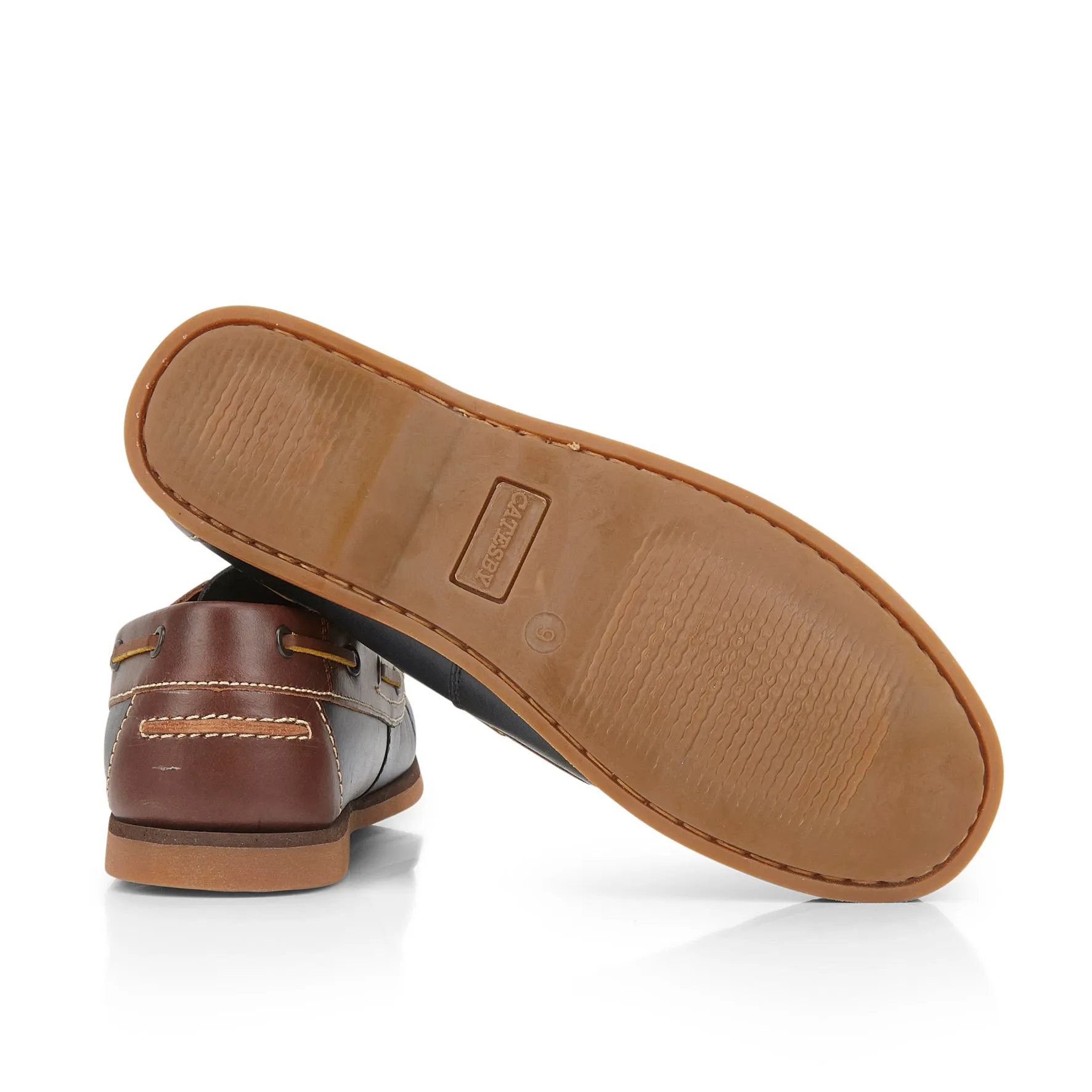 Portland Men’s Leather Boat Shoes - NAVY/BROWN