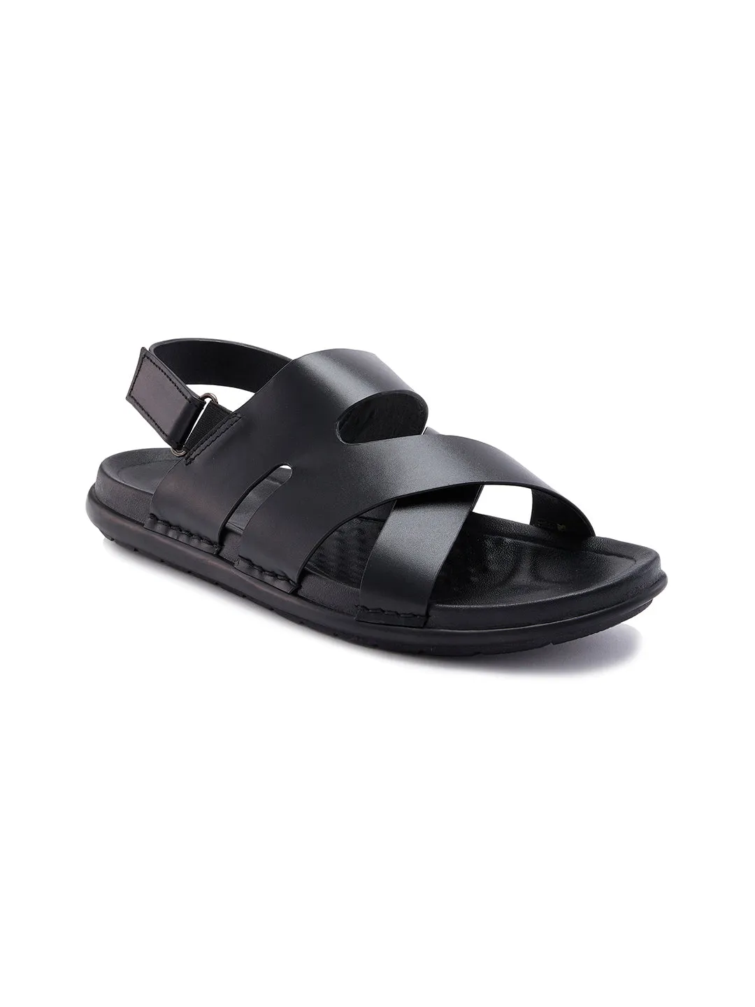 Regal Black Men Casual Leather Sandals