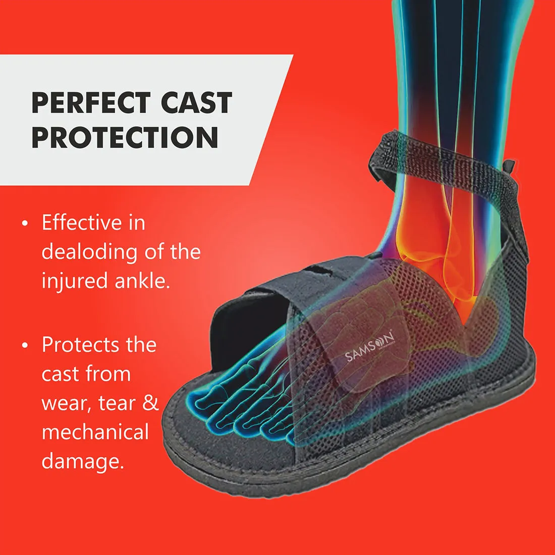 SAMSON Cast Shoe | Orthopaedic Foot Support for Fracture Recovery & Injury Protection