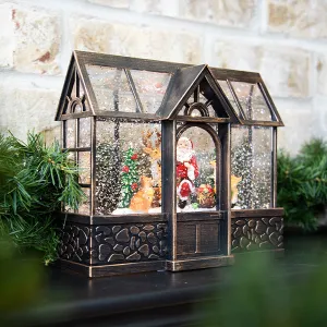 Santa and Reindeer Musical Snow Globe