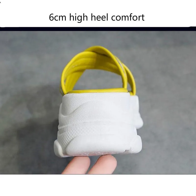 Slippers female lazy wear wild sandals summer muffin thick bottom slope with increased sandals