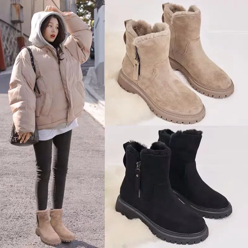 Snow Boots Fleece-lined Women's Shoes Snow Boots Thick Cotton Shoes