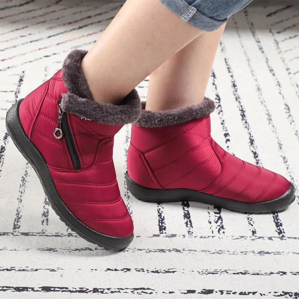 Snow Boots Waterproof Plush Fur Ankle For Boot Black Red Femmes Bottes Esbotas Invierno Botas De Mujer