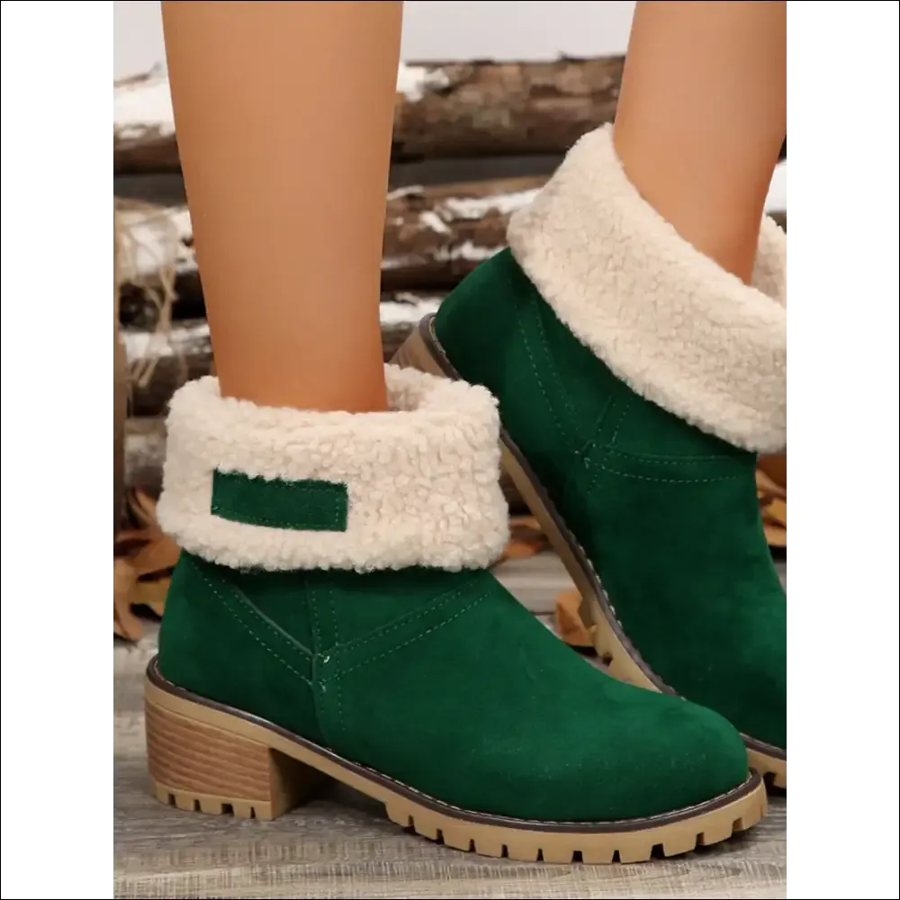 Snuggly Thermal Fuzzy Block Heel Boots