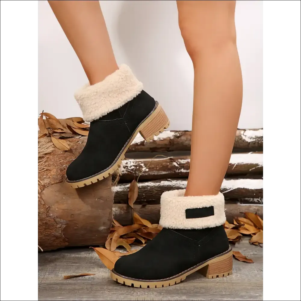 Snuggly Thermal Fuzzy Block Heel Boots