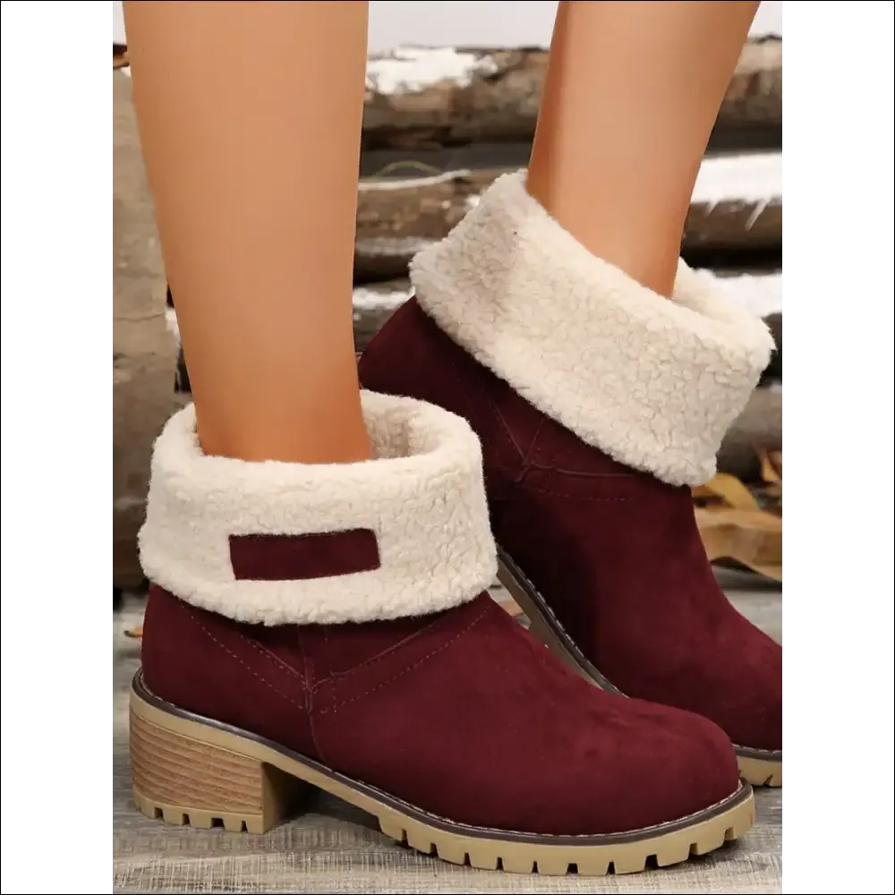 Snuggly Thermal Fuzzy Block Heel Boots