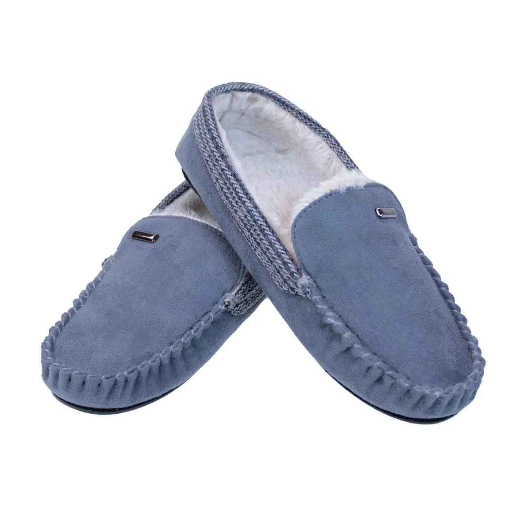 Something Special Gifts Mens Luxury Mocassin Slippers - Steel