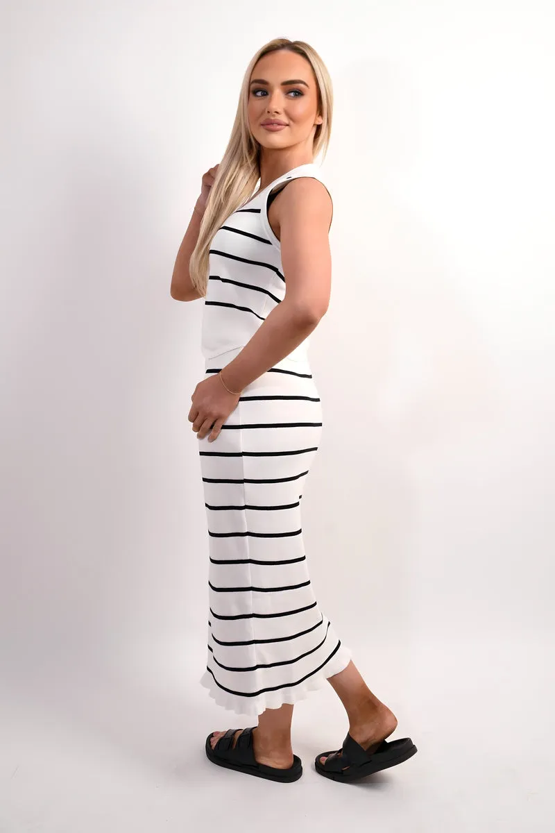 Stripe Button Down Vest Top & Skirt Co-ord Set