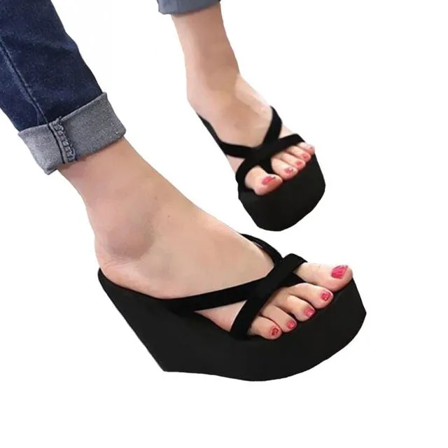 Summer High Heel Wedge Platform Beach Sandals
