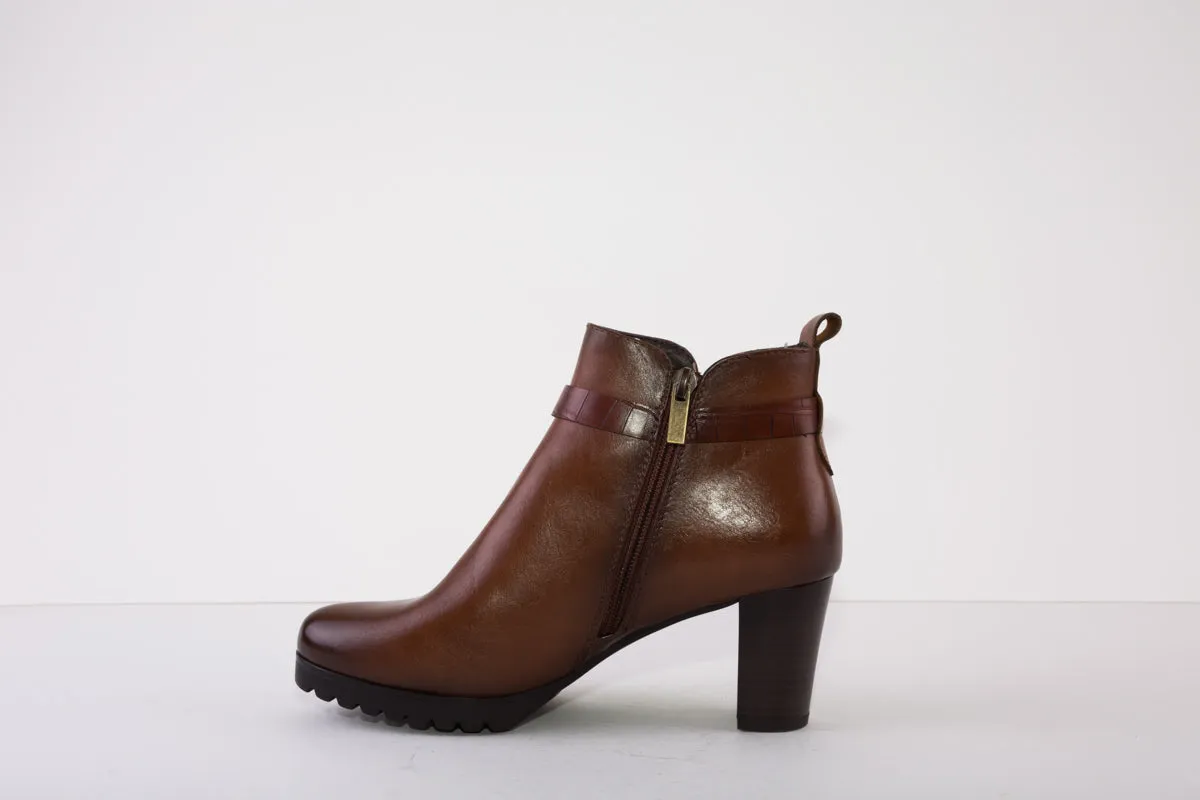 SUSST HUDSON22 HIGH HEEL ZIP ANKLE BOOT - TAN