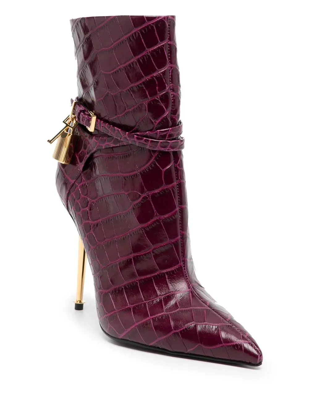 TOM FORD Padlock crocodile-embossed ankle boots