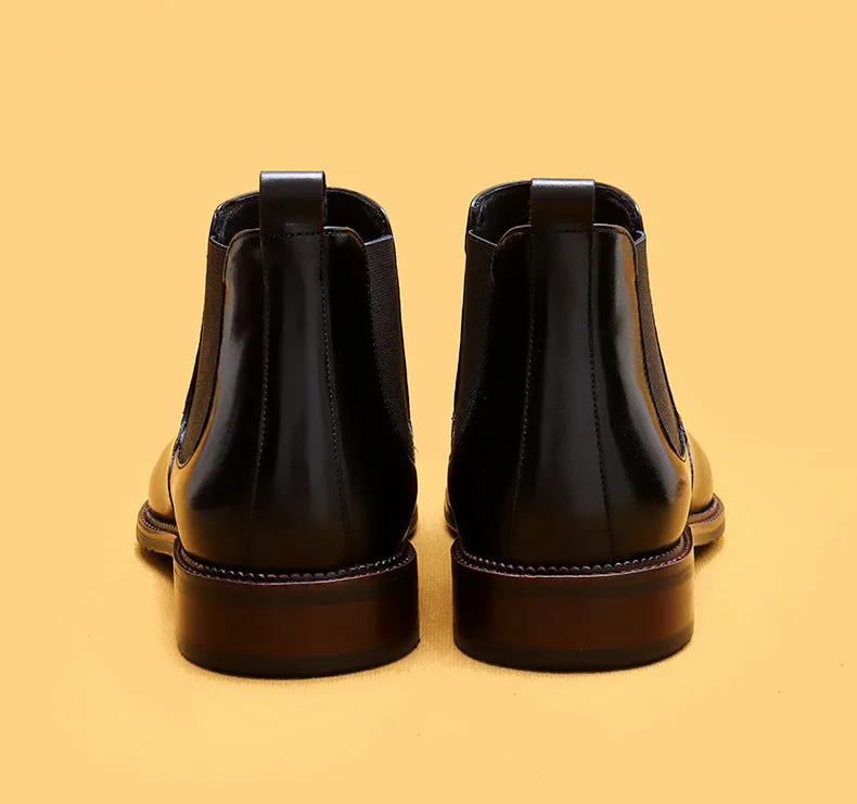 Top Layer Cowhide Men's Leather Shoes High-Top Leather Shoes Men's Fashion Shoes Genuine Leather England Style Business Formal Wear Cowhide Boots Winter Martin Boots21318