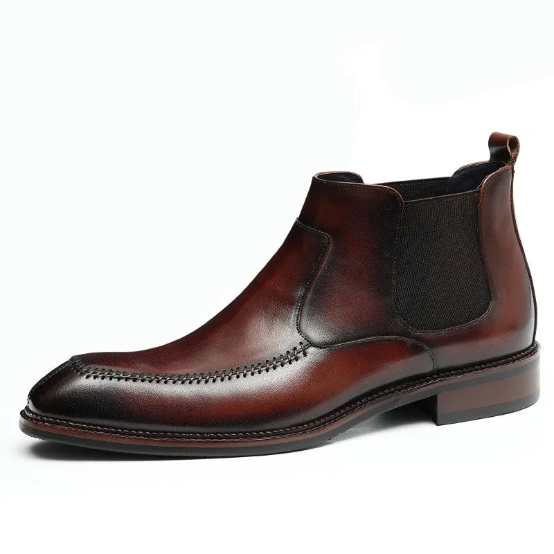Top Layer Cowhide Men's Leather Shoes High-Top Leather Shoes Men's Fashion Shoes Genuine Leather England Style Business Formal Wear Cowhide Boots Winter Martin Boots21318