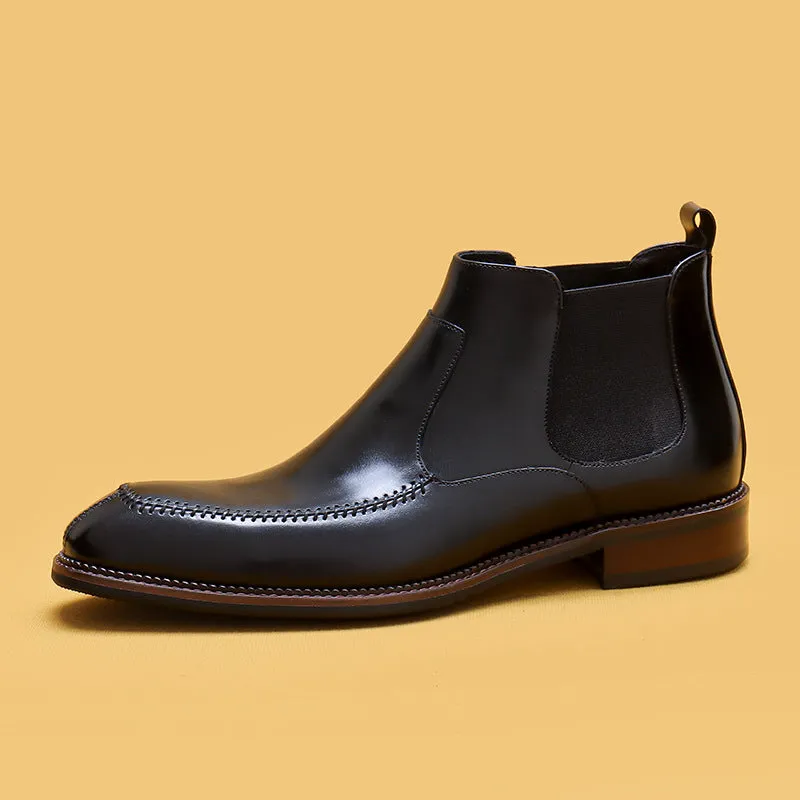 Top Layer Cowhide Men's Leather Shoes High-Top Leather Shoes Men's Fashion Shoes Genuine Leather England Style Business Formal Wear Cowhide Boots Winter Martin Boots21318