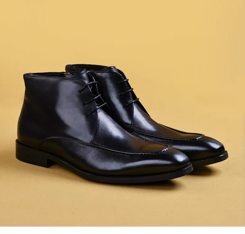Top Layer Cowhide Men's Leather Shoes Martin Boots Men's High-Top Shoes Men's Genuine Leather Business Formal Wear British Retro Trendy Men's Boots20081