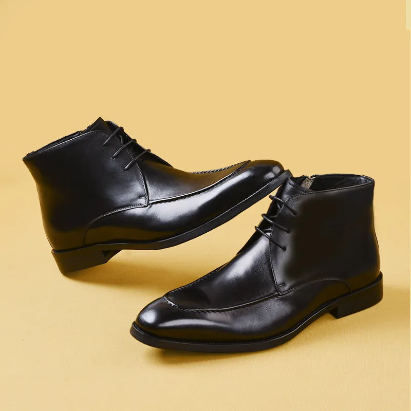 Top Layer Cowhide Men's Leather Shoes Martin Boots Men's High-Top Shoes Men's Genuine Leather Business Formal Wear British Retro Trendy Men's Boots20081