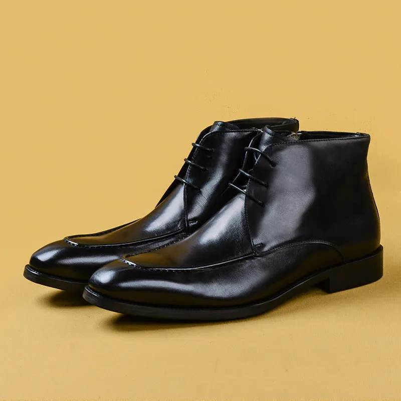 Top Layer Cowhide Men's Leather Shoes Martin Boots Men's High-Top Shoes Men's Genuine Leather Business Formal Wear British Retro Trendy Men's Boots20081