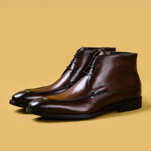 Top Layer Cowhide Men's Leather Shoes Martin Boots Men's High-Top Shoes Men's Genuine Leather Business Formal Wear British Retro Trendy Men's Boots20081