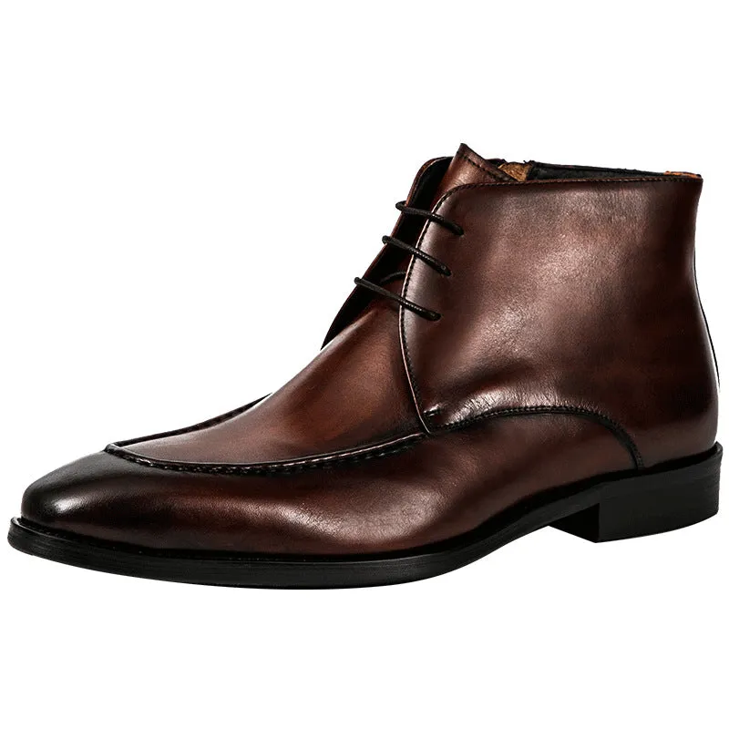 Top Layer Cowhide Men's Leather Shoes Martin Boots Men's High-Top Shoes Men's Genuine Leather Business Formal Wear British Retro Trendy Men's Boots20081