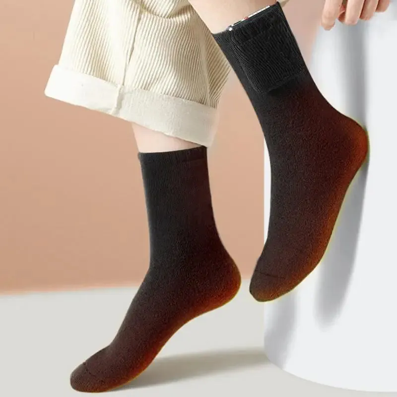 USB Heated Socks Women Ski Thermal Stockings Fast Heating Winter Warmth Supplies 5V Long Warmth Stocking For Outdoor Activities