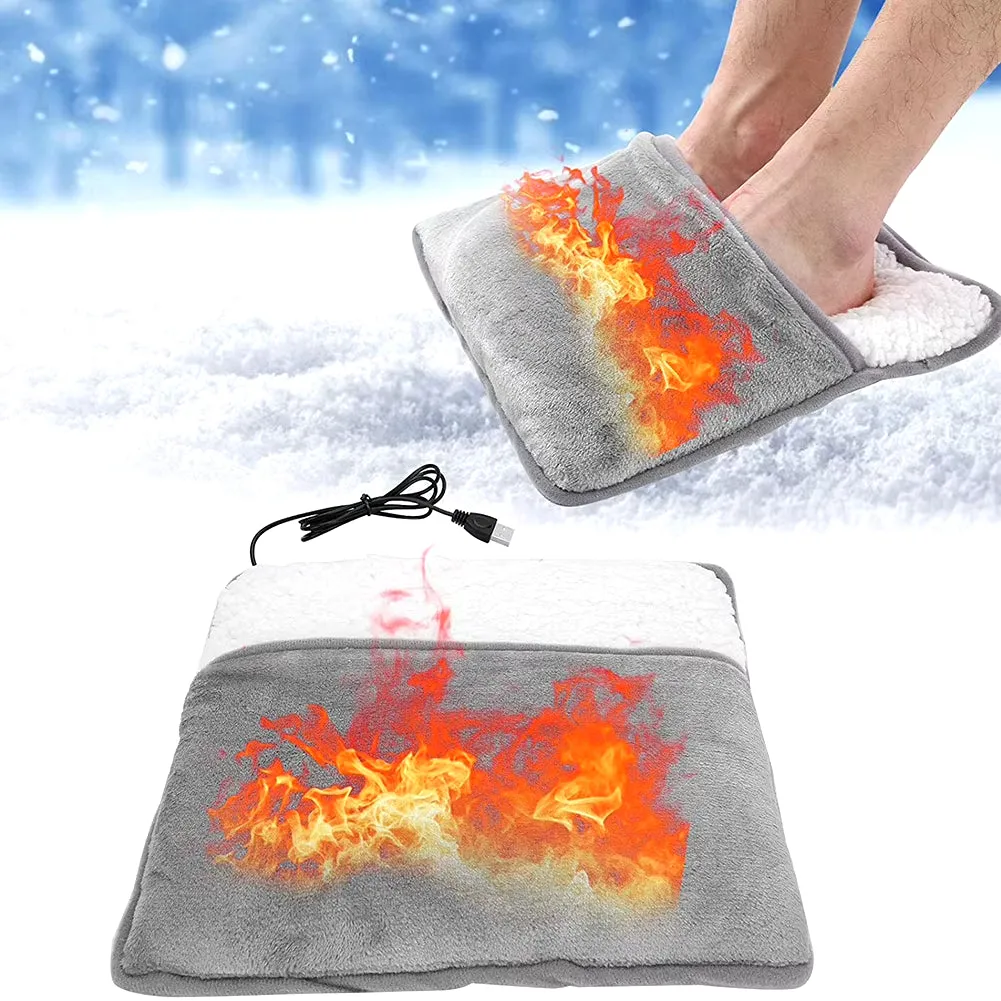 USB-Powered Electric Foot Warmer with Fleece – Energy-Saving Heated Foot Pads for Couples, Ideal for Home & Bedroom Comfort